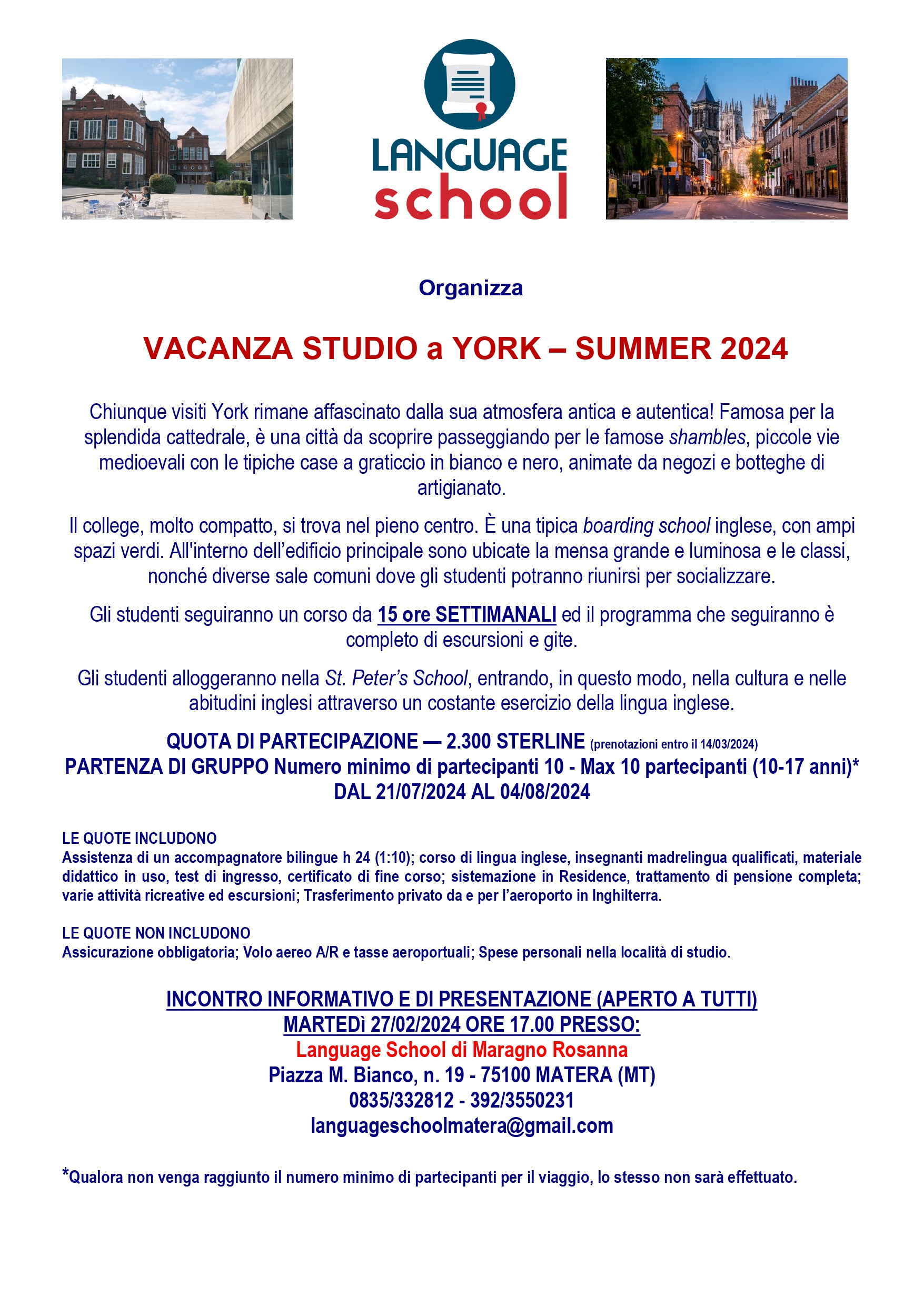 Vacanza studio a York